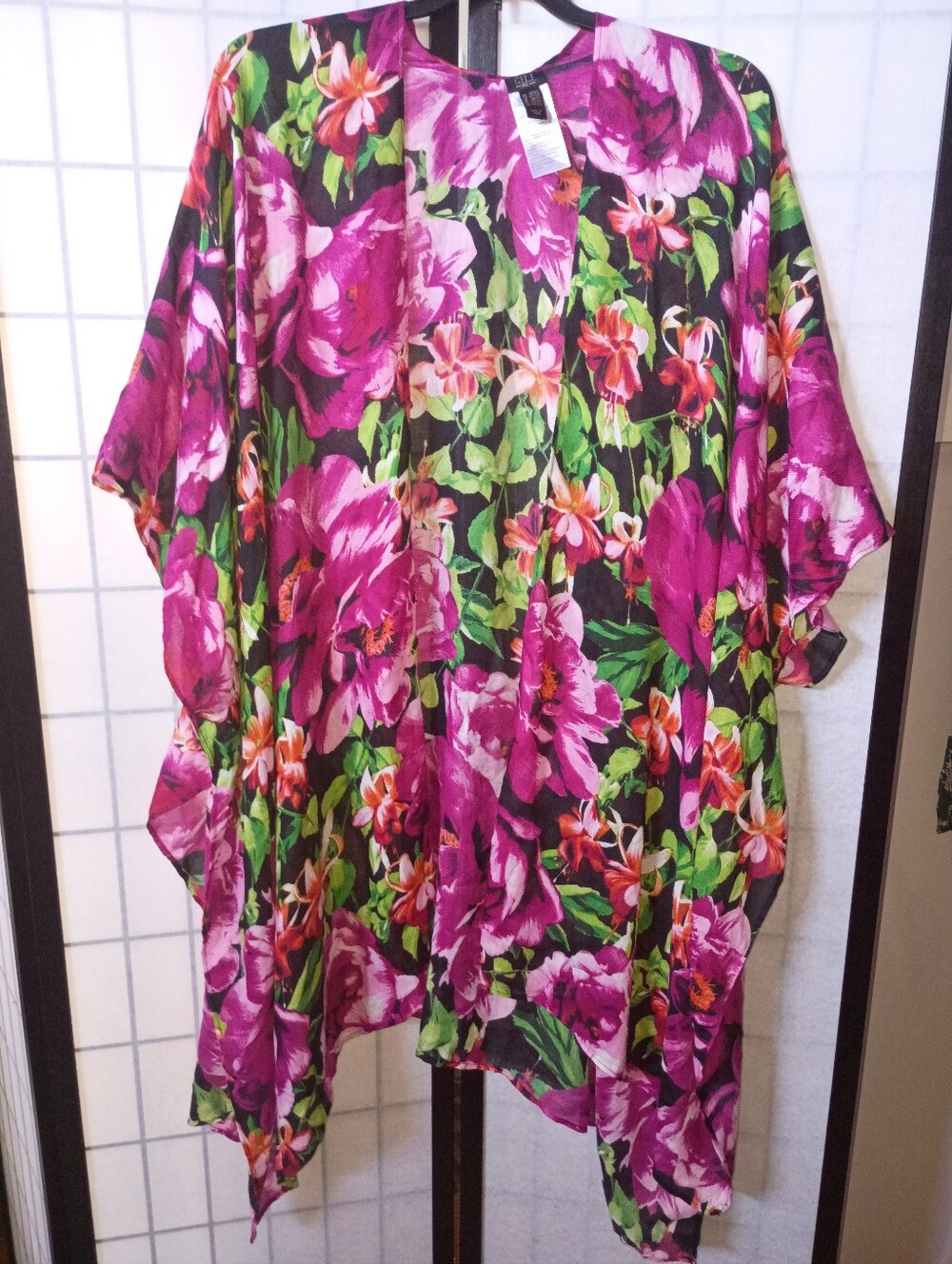 G.I.L.I. Floral Sheer Kimono Cover-Up - Magenta Pink